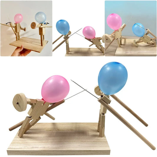 Interactive Wooden Fencing Puppets Game